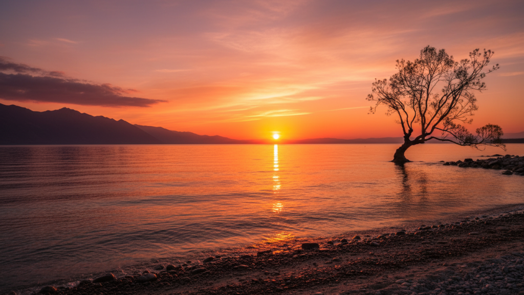 sunset near lake